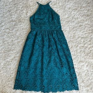 Green Lace Halter Dress - Ann Taylor Loft - 2P